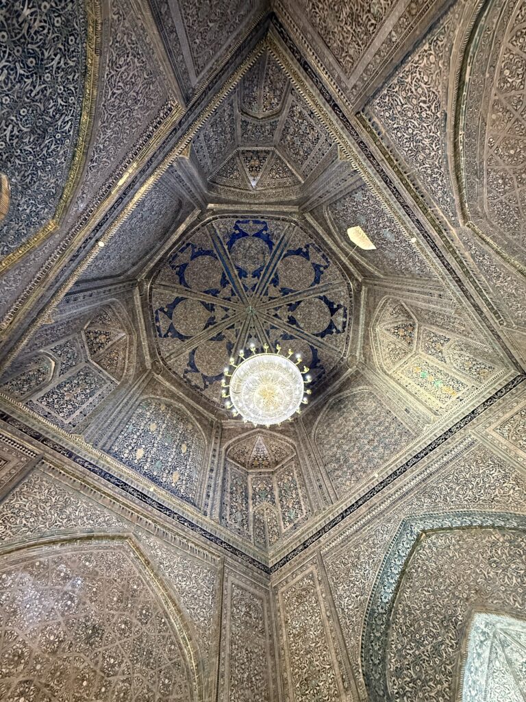 Ornate dome ceiling viewed from below, Khiva, Uzbekistan
