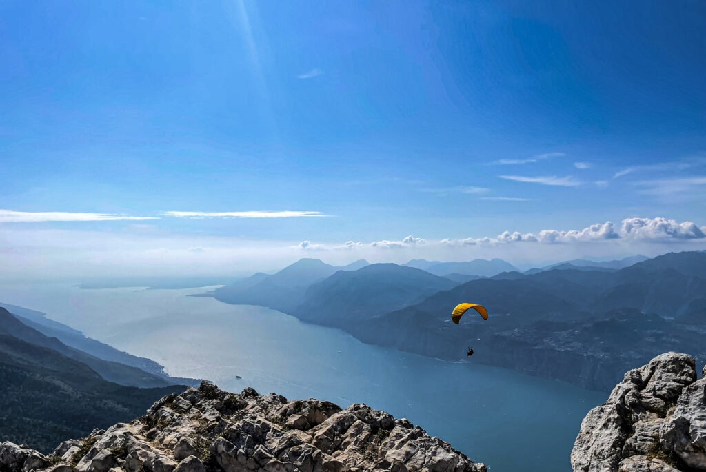 Mountain ridge overlooking lake and sky fine art photography
